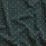 Gold Striped Geometric Navy Blue Background Patterned Fabric