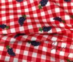 Grape Gingham Patterned Red Plaid Fabric - Image 4