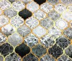Gray Black Motif Moroccan Patterned Fabric - Image 3