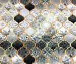 Gray Black Motif Moroccan Patterned Fabric