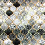 Gray Black Motif Moroccan Patterned Fabric