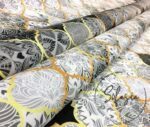 Gray Black Motif Moroccan Patterned Fabric - Image 7