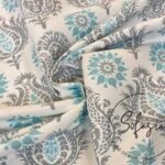 Gray Damask Patterned Background Curtain Fabric