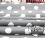 Gray Fabric with White Large Polka Dots (Curtain and Sofa Fabrics)