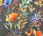Gray Linen Blue Floral Pattern Fabric - Image 5