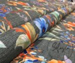 Gray Linen Blue Floral Pattern Fabric - Image 7