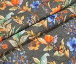 Gray Linen Blue Floral Pattern Fabric - Image 8
