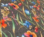 Gray Linen Watercolor Flowers Patterned Fabric - Image 5
