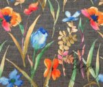Gray Linen Watercolor Flowers Patterned Fabric - Image 6