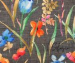 Gray Linen Watercolor Flowers Patterned Fabric - Image 7