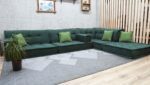 Green Corner Sofa in The Floor - Extra Large Floor Cushions - Image 3