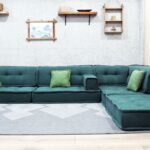 Green Corner Sofa in The Floor - Extra Large Floor Cushions