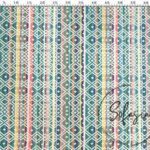 Green Ethnic Stripe Patterned Cushion Fabric