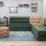 Green Velvet Floor Sofa Couch For Adult, Big Floor Pillows