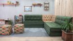 Green Velvet Floor Sofa Couch For Adult, Big Floor Pillows
