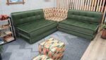 Green Velvet Floor Sofa Couch For Adult, Big Floor Pillows - Image 4