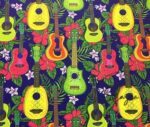 Guitar Patterned Drapery and Sofa Fabric
