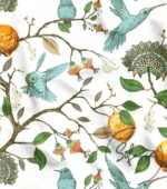 Hummingbird and Lemon Tree Patterned Sofa and Curtain Fabric - Image 4