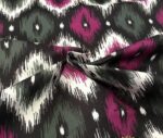 Khaki Fuchsia Ikat Fabric - Image 5