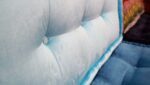 Large Blue Velvet Floor Cushion With Back Support For Livingroom - Image 3