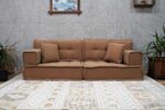 Low to Ground Couch, Camel Color Floor Pillows for Adults