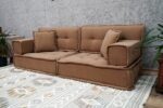 Low to Ground Couch, Camel Color Floor Pillows for Adults - Image 3