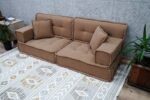 Low to Ground Couch, Camel Color Floor Pillows for Adults - Image 5