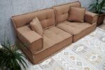 Low to Ground Couch, Camel Color Floor Pillows for Adults - Image 6