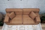 Low to Ground Couch, Camel Color Floor Pillows for Adults - Image 9