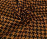 Large Orange Black Houndstooth Pattern Fabric with Linen Effect - Image 4