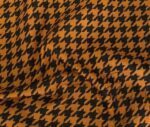 Large Orange Black Houndstooth Pattern Fabric with Linen Effect - Image 5