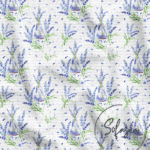Lavender Garden White Background Patterned Fabric