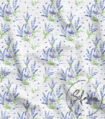 Lavender Garden White Background Patterned Fabric