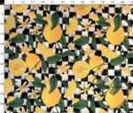 Lemon Checker Pattern Sofa and Curtain Fabric