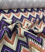 Lilac Pink Zigzag Patterned Curtain and Sofa Fabric - Image 5