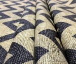 Linen Effect Black Zigzag Patterned Fabric - Image 6
