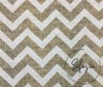 Linen Effect Brown White Zigzag Patterned Fabric