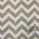 Linen Effect Brown White Zigzag Patterned Fabric