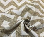 Linen Effect Brown White Zigzag Patterned Fabric - Image 4