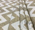 Linen Effect Brown White Zigzag Patterned Fabric - Image 6