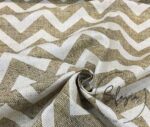 Linen Effect Brown White Zigzag Patterned Fabric - Image 8