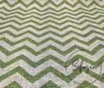 Linen Effect Green Zigzag Patterned Fabric - Image 4