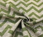 Linen Effect Green Zigzag Patterned Fabric - Image 5