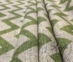 Linen Effect Green Zigzag Patterned Fabric - Image 6