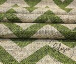 Linen Effect Green Zigzag Patterned Fabric - Image 7