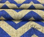 Linen Effect Navy Blue Zigzag Patterned Fabric - Image 3