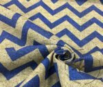Linen Effect Navy Blue Zigzag Patterned Fabric - Image 6