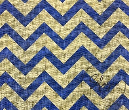 linen-effect-navy-blue-zigzag-patterned-fabric.jpg Linen Effect Navy Blue Zigzag Patterned Fabric - Image 1