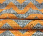 Linen Effect Orange Zigzag Pattern Fabric - Image 3
