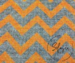 Linen Effect Orange Zigzag Pattern Fabric - Image 4